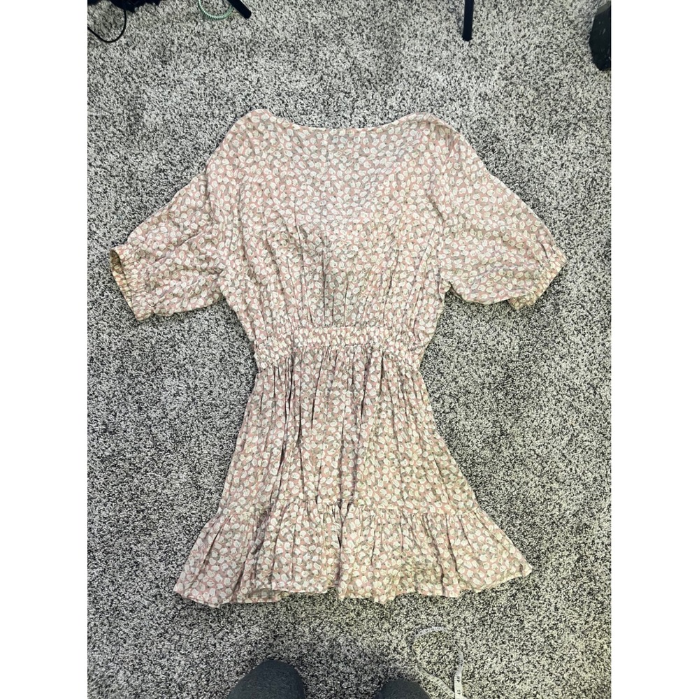Faithfull The Brand Pink Floral Tie Front Cut Out Mini Dress Womens Small S - Picture 11 of 12